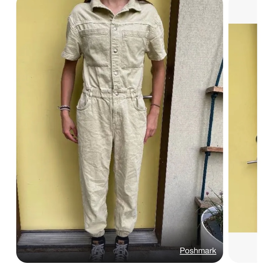NWT Zara Denim Yellow Long Sleeve Jumpsuit